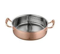 Marmite En Acier Inoxydable, Or Rose 2 Emplacements, 30CM Sans Couvercle | Finition Extérieure ciselée, Cocotte Hot Pot, Inox 304, Casserole