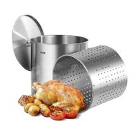 VEVOR Marmite en acier inoxydable SP100QT505006S 94,6 L avec panier, couvercle et poignée Argent