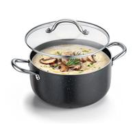 Marmite en aluminium 5 7 L avec couvercle en verre tous feux dont induction pour bouillons pâtes et pot-au-feu