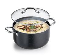 Marmite en aluminium 7 6 L avec couvercle en verre tous feux dont induction pour bouillons pâtes et pot-au-feu