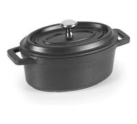 LACOR 25912 Faitout avec Couvercle Ovale Aluminium Fondu Noir 12 x 8,5 cm