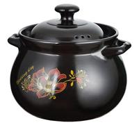 Marmite en céramique, Petite Casserole en cuivre, cocotte en Terre Cuite avec co en cuivre, cocotte en Terre Cuite avec Couvercle, résistante à la Chaleur, Ronde pour ragoût et Soupe (4,5 L)