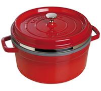 Marmite en fonte COCOTTE 26 cm, avec panier vapeur, rouge, Staub