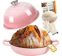 Marmite en fonte - Cocotte, faitout - Pour cuire, braiser et rôtir - Couvercle émaillé - 57 litres - Rose