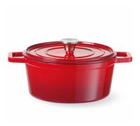 HENDI Marmite en fonte émaillée, 3,7L, Rouge, 317x240x(H)105mm