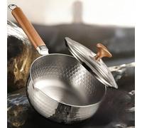 Marmite en titane avec couvercle et poignée en bois double bec en titane pur pour tous les types de cuisinières de 16, 18, 20, 22 cm (16 cm)
