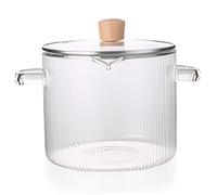 Marmite en verre avec couvercle, 2, 3 l, en Borosilicate résistant à la chaleur, nervuré, transparent, pour mijoter, sans danger pour la soupe, le lait, les aliments pour bébés