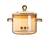 Marmite en verre avec couvercle - Batterie de cuisine portable Ambre en | Marmite en verre ambré avec couvercle disponible en tailles de 1500 ml et 1900 ml, avec côtés transparents pour une