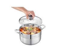 VEVOR Marmite en Acier Inoxydable 7,6 L, Faitout Inox avec Couvercle en Verre, Compatible avec Cuisinière à Gaz et Électrique Plaque à Induction, Bouillons Pâtes Pot-au-Feu Traiteur, sans PFOA ni PFAS