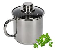 Marmite haute KADAX avec couvercle en verre étanche, 1,2L, marmite en acier inoxydable avec poignée confortable, casserole, couvercle avec trou à vapeur, casserole, passe au lave-vaisselle (argent)