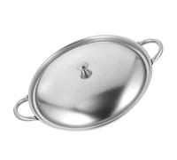 Marmite Inox à Double Poignée avec Couvercle, 33x26,5x7,5cm | Fond Plat Poli, Cuisson Homogène, Anti-Débordement, Conserve Chaleur et Humidité pour Nouilles, Bouillie Cuisine Mobile