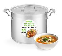 Marmite - NutriChef - Faitout Acier Inoxydable 18/8 - 18 L - Casserole à Soupe avec Couvercle - Tous feux dont induction