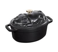 Marmite ovale avec couvercle de marmite en forme de cochon, noir V 1,0 l Staub