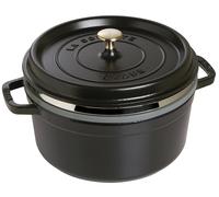 Marmite ronde, noir O 26 cm avec panier vapeur Staub