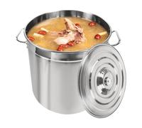 Marmite Traiteur Inox 50L Grande Capacité avec Couvercle - Soupe Multifonctionnel avec Poignée et Couvercle Antidérapant - Pour Familles et Restaurants (40cm)