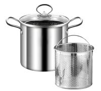 Marmite vapeur avec panier passoire et couvercle, cuit-vapeur inox 16 cm pour légumes, casserole pour pâtes sur plaque, panier perforé pour cuisson à la vapeur, égouttage et service