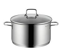 Marmite WMF Astoria grande 24 cm, couvercle en verre, marmite à induction 5,7 l, convient à tous les feux courants, convient au four jusqu'à 18°C, acier inoxydable Cromargan poli, non revêtu