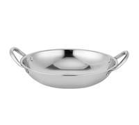 Marmite Wok Ronde en Acier Inoxydable avec Doubles Poignées, Argenté | Usage Camping Cuisine Maison, Pose Directe sur Gaz, Anti-scalding, Légère et Résistante à Déformation