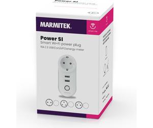 Marmitek Power SI - Prise WLAN - Compteur d'énergie - 2x USB - 15A, Intérieur, Blanc, Maison, Sans fil, WLAN, 2400 MHz