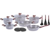 Marmites en céramique grise avec poêle à frire et wok Set 15 pièces