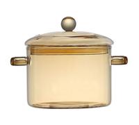 Marmites en verre pour la cuisson, marmite à mijoter en verre à haute teneur en borosilicate de 1,5 L/50 oz avec couvercle, marmites transparentes durables et résistantes à la chaleur pour les pâtes,