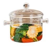Marmites en verre pour la cuisson sur la cuisinière Marmite à mijoter en verre résistant à la chaleur de 1, 9 L/64 OZ, marmite haute teneur en borosilicate avec couvercle et poignées, sans danger po