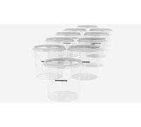MARMOS-PLAST Lot de 10 seaux de 20 litres en plastique transparent avec couvercle - Seau à lait/stockage empilables - Seau à miel - Approbation alimentaire - Seau vide pour farine - Seau à eau