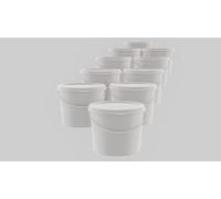 MARMOS-PLAST Lot de 100 seaux de 5 litres - En plastique blanc - Avec couvercle - Seau à lait/stockage empilable - Seau à miel - Approbation alimentaire - Seau vide pour farine - Seau à eau