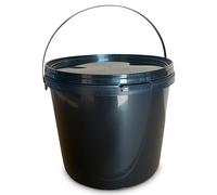 MARMOS-PLAST Lot de 20 Seaux de 10 Litres en Plastique Noir Avec Couvercle - Usage Alimentaire - Empilable - Pour Lait, Miel, Farine, Eau