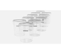 MARMOS-PLAST Lot de 20 seaux de 25 litres en plastique transparent avec couvercle - Seau à lait/stockage empilable - Seau à miel - Approbation alimentaire - Seau vide pour farine - Seau à eau