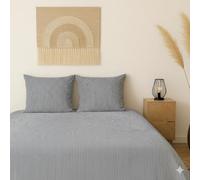 Marmot'Zzz Housse de Couette zippée sur Les côtés - House de Couette 240 x220 Coton - Housse de Couette Ouverture 3 cotes - Parure de lit 220x240 avec 2 taies 65 cm (Rayé Bleu Nuit, 220x240)