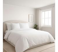 Marmot'Zzz Housse de Couette zippée sur Les côtés - House de Couette 240 x220 Coton - Housse de Couette Ouverture 3 cotes - Parure de lit 220x240 avec 2 taies 65 cm (Blanc, 220x240)