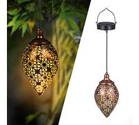 Marocaine Métal Lanterne Solaire Exterieur Jardin, Görvitor IP44 étanche Lampe Solaire Exterieur, Orientale Lumiere Solaire Exterieur Suspendue Terrasse Chemin Deco Decorative Cadeau
