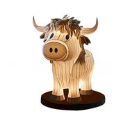 Maromaa Lampe de Table en Forme de Vache, Veilleuse en Forme de Yak Crème, Lampe de Table en Forme D'animal Mignon pour la Décoration, Lampe de Chevet Rustique, Lampe de Chevet en Forme de Vache de Fe