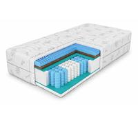 MARPUR Matelas à ressorts ensachés en noix de coco 7 zones Premium 90x200x27 cm, fermeté H3/H4, couleur: Aloe Vera, avec housse