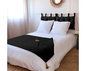 marque Decostars Édredon Panama 90x190 cm Pompons Jute Noir