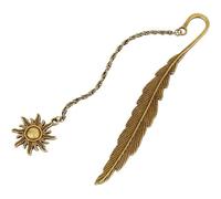 Marque-Page Plume En Métal Avec Pendentif Soleil ¿ Alliage Durable, 11,4 Cm, Cadeau Idéal Pour Les Enfants, Les Étudiants Et Les Amoureux Des Livres