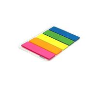 Marque-pages autocollants plastifiés pack de 5 mini blocs 4,5 x 1,2 cm adhésif repositionnable transparent 5 couleurs néon