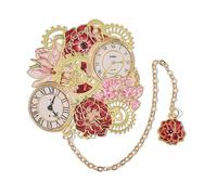 Marque-pages en métal avec pendentif en forme de fleur et horloge - Marqueur de page rétro avec chaîne - Marqueur de page pour fleurs et horloges en métal