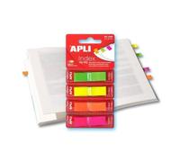 APLI Dévidoirs index zig-zag adhésif repositionnable 12 x 45 mm – 4 couleurs fluo, 40 index/couleur