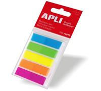 APLI 11912 - Index adhésifs film - 45 x 12 mm - 5 couleurs fluorescentes/25 index par couleur - Marque-pages fluo