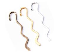 Marque-pages métalliques Marque-pages avec boucle ondulée courbée en métal, couleurs or, argent, bronze, bricolage, 84mm(Mixed,100Pcs)