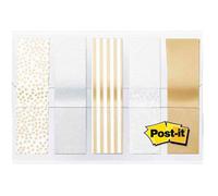 Marque-pages - POST-IT - Index Mini Metallic - 11,9 x 43,2 mm - 5 x 20 unités - Couleurs or, argent, blanc