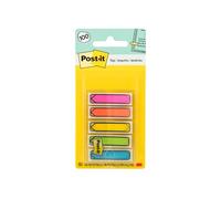 Marque-pages Post-It sous étui transparent, coloris vifs (rouge/bleu/jaune/vert/violet), 11,9 x 43,2 mm, 5 x 20 marques-pages adhésifs