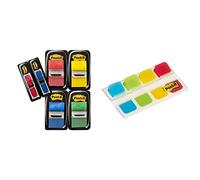 Marque-pages Post-it standards dans un dévidoir en plastique, 50marque-pages/dévidoir, 4dévidoirs/emballage + double pack de 24Flèches GRATUIT & Marque-page 15,8 x 38 mm Standard, 4 colors, 4x10