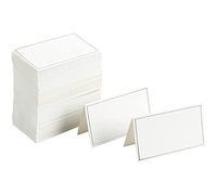 Marque-places en forme de petite tente avec bordure argentée, lot de 100, 10,2 x 8,9 cm