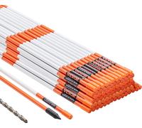 Marques d'entrée VEVOR, 100 pièces, 48 pouces, 0,4 pouces de diamètre, tiges en fibre de verre orange, piquets à neige avec bande réfléchissante, foret en acier de 12 pouces et gants de protection pou