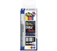 Marqueur À La Craie Chalk Marker - Staedtler - Étui De 4 - Blanc, Jaune, Rouge, Bleu - Pointe Ogive - Opaque