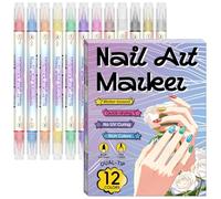 Marqueur à ongles - Conception à double extrémité étanche à 12 couleurs, outil de dessin à pointe fine avec flux d'encre uniforme, accessoire de beauté créatif pour les filles
