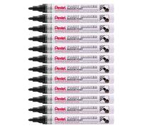 Marqueur à peinture Pentel MMP10 noir, pointe moyenne de 2,5 mm, encre indélébile - Lot de 12